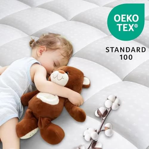 LEISURE TOWN Cotton Queen Mattress Pad Fitted Quilted Mattress Cover 60" x 80" (152cm x 203cm) | Breathable Comfort for All Seasons thumbnail 2