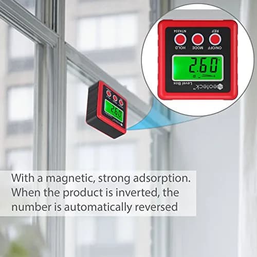 Neoteck Digital Angle Finder with Magnetic Base, LCD Backlight Inclinometer | Precise ±0.2° Readings, IP54 Waterproof thumbnail 4
