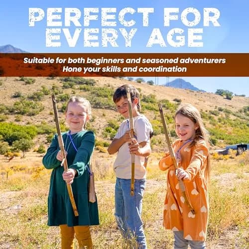 Adventure Awaits! Handmade Wooden Bow and Arrow Set 2-Pack | 81 cm (31 in) Draw Length | 20 Wood Arrows & 2 Quivers thumbnail 4