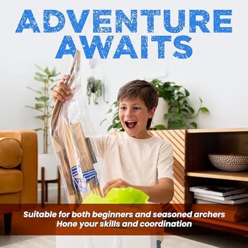 Adventure Awaits! Handmade Wooden Bow and Arrow Set 2-Pack | 81 cm (31 in) Draw Length | 20 Wood Arrows & 2 Quivers thumbnail 5