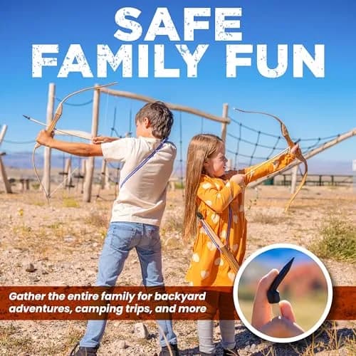 Adventure Awaits! Handmade Wooden Bow and Arrow Set 2-Pack | 81 cm (31 in) Draw Length | 20 Wood Arrows & 2 Quivers thumbnail 2
