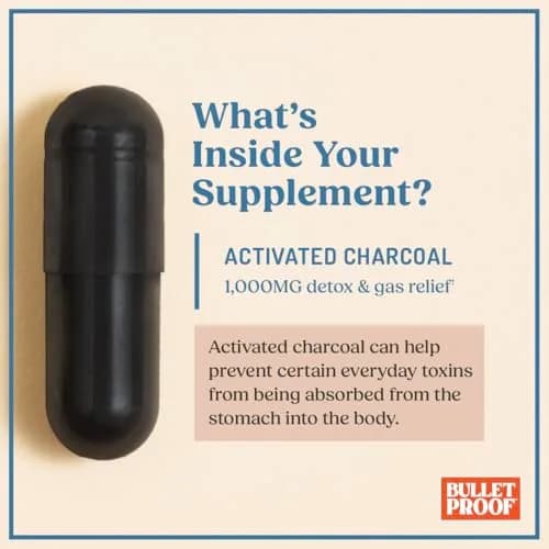 Bulletproof Coconut Charcoal Detox and Gas Relief Capsules, 90 Count | Supports Digestive Health & Toxin Removal thumbnail 4