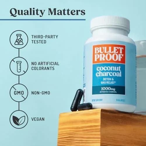 Bulletproof Coconut Charcoal Detox and Gas Relief Capsules, 90 Count | Supports Digestive Health & Toxin Removal thumbnail 5