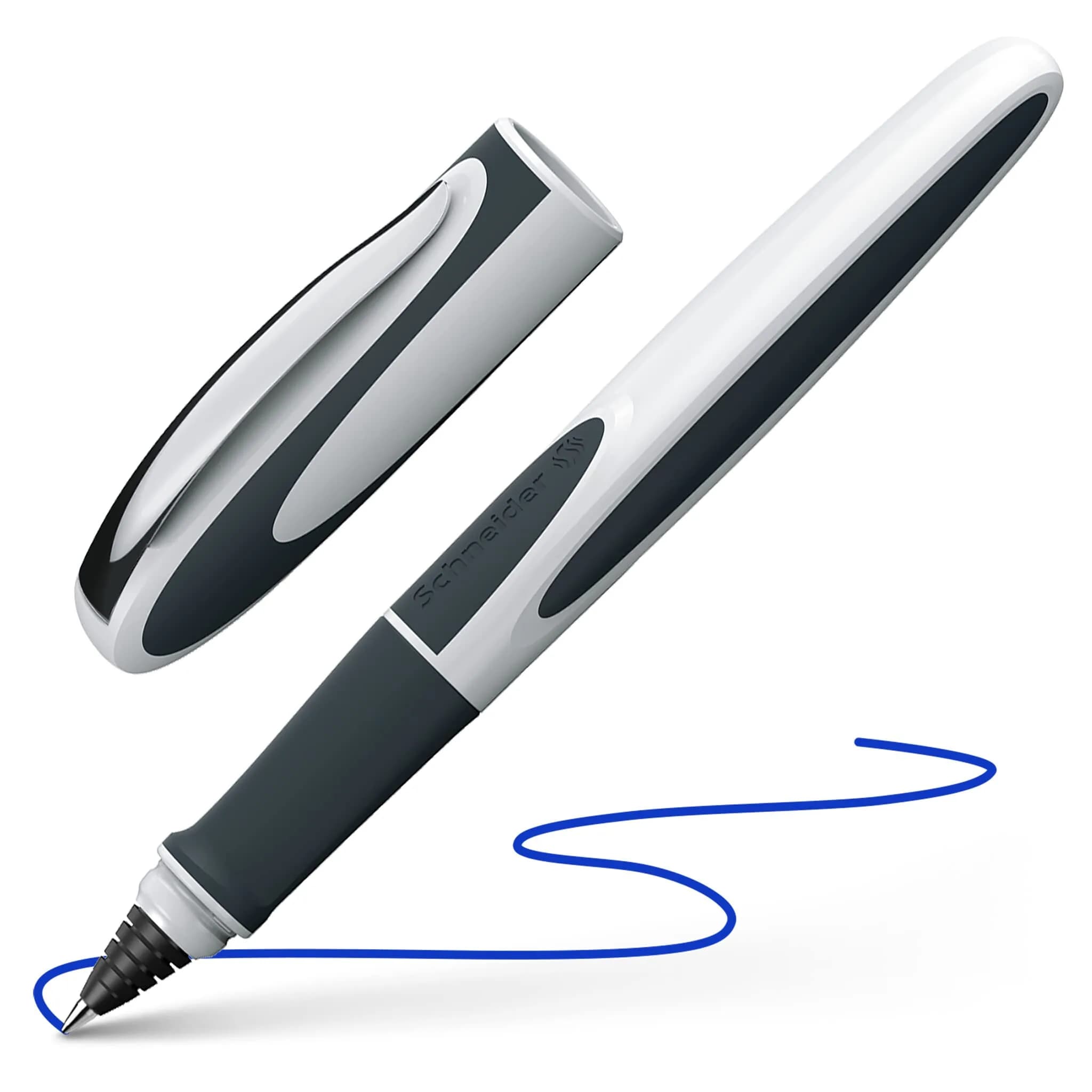 Schneider Ray Rollerball Pen M (15.2cm / 6in) | Smooth Hybrid Ink Flow — white/grey