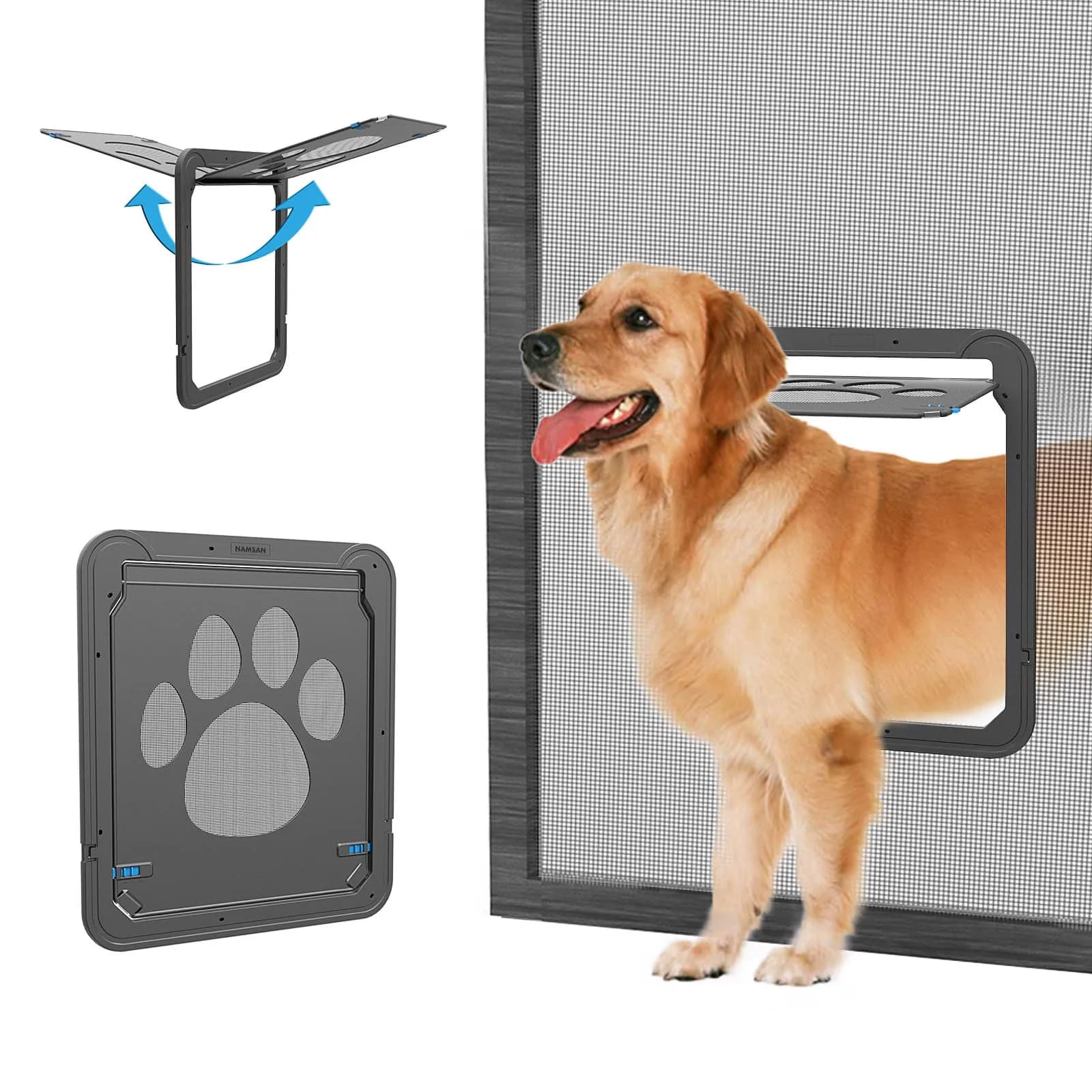 NAMSAN Small Cat Screen Door with Magnetic Flap & Lock - 8.25x10.4 Inch Flap, Black | Secure Pet Access for Screen Doors — Black