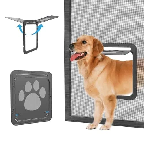NAMSAN Dog Screen Door with Magnetic Flap & Lockable Panel, 12x14 Inch Inner Size | Secure Pet Access for Screen Doors thumbnail 1