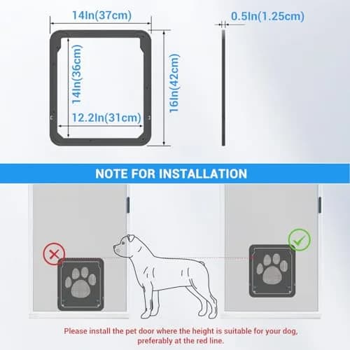 NAMSAN Dog Screen Door with Magnetic Flap & Lockable Panel, 12x14 Inch Inner Size | Secure Pet Access for Screen Doors thumbnail 6