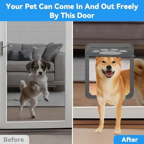 NAMSAN Dog Screen Door with Magnetic Flap & Lockable Panel, 12x14 Inch Inner Size | Secure Pet Access for Screen Doors thumbnail 3