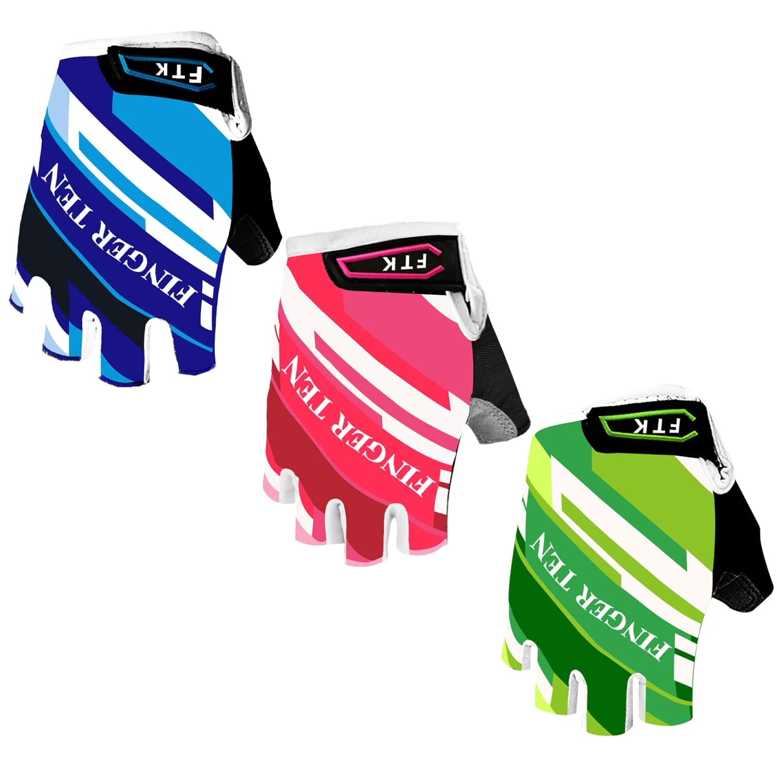 FINGER TEN Kids Bike Gloves with Gel Padding (Green, Small) | Breathable, Anti-Slip Cycling Gloves for Youth