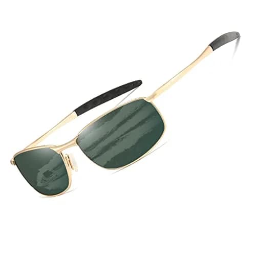 AEVOGUE Rectangular Polarized Sunglasses AE0395 | UV400 Protection, Metal Frame, 59mm Lens Width thumbnail 1