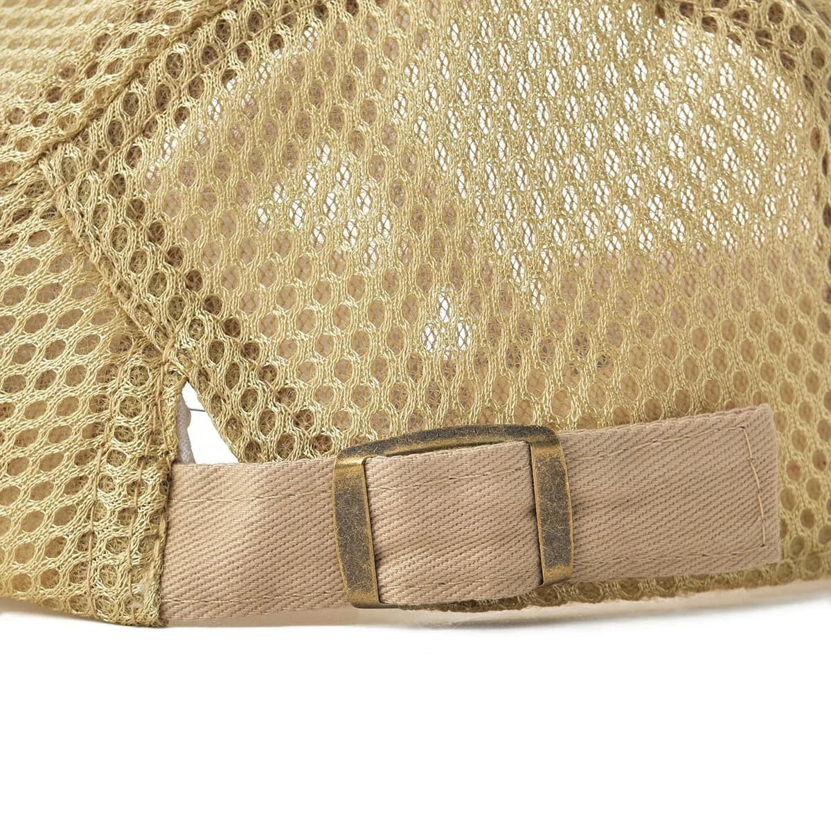 VOBOOM Men's Breathable Mesh Summer Hat Adjustable Newsboy Beret Ivy Cabbie Flat Cap Khaki - view 7