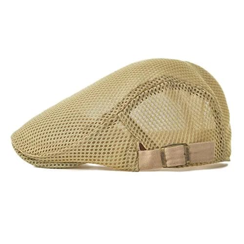 VOBOOM Men's Breathable Mesh Summer Hat Adjustable Newsboy Beret Ivy Cabbie Flat Cap Khaki thumbnail 2