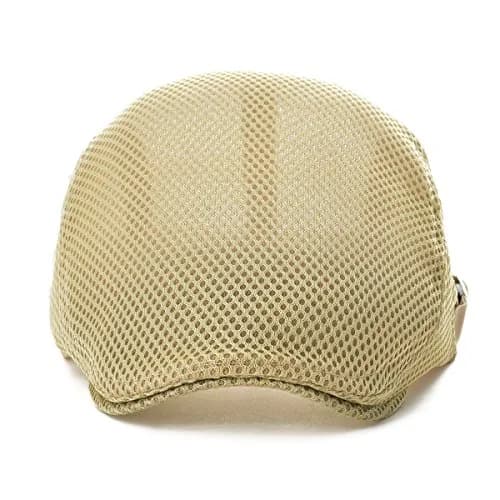 VOBOOM Men's Breathable Mesh Summer Hat Adjustable Newsboy Beret Ivy Cabbie Flat Cap Khaki thumbnail 3