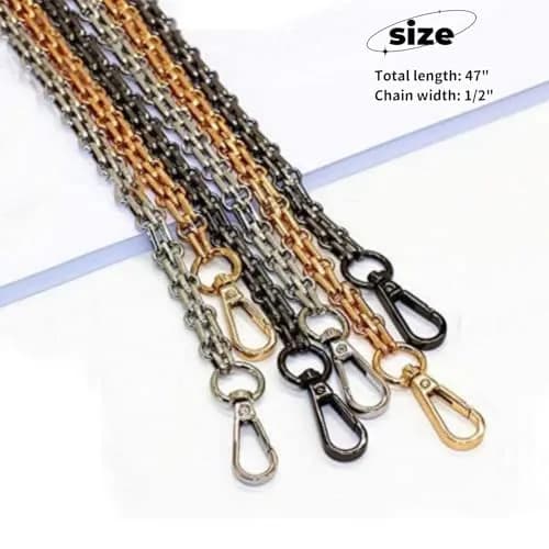 LONG TAO 47" DIY Iron Chain Strap Handbag Chains Accessories Purse Straps | Gold Chain Handle for Bags thumbnail 2