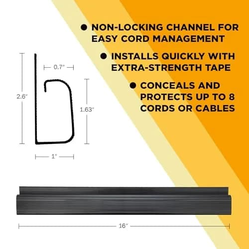 SimpleCord 5 Pack of 16-Inch J Channel Cable Management Under Desk | Easy Adhesive Mount Cord Organizer thumbnail 5