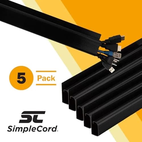 SimpleCord 5 Pack of 16-Inch J Channel Cable Management Under Desk | Easy Adhesive Mount Cord Organizer thumbnail 2
