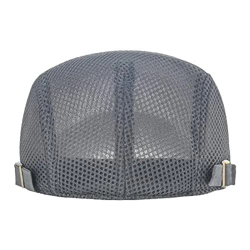 VOBOOM Men's Breathable Mesh Summer Hat Adjustable Newsboy Beret Ivy Cabbie Flat Cap (Grey) | Lightweight & Breathable thumbnail 4
