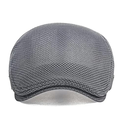 VOBOOM Men's Breathable Mesh Summer Hat Adjustable Newsboy Beret Ivy Cabbie Flat Cap (Grey) | Lightweight & Breathable thumbnail 3