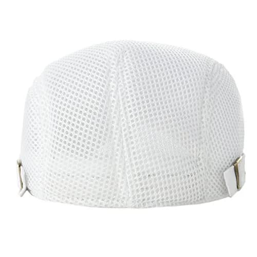 VOBOOM Men Breathable Mesh Summer Hat Adjustable Newsboy Beret White | Lightweight & Cool thumbnail 4