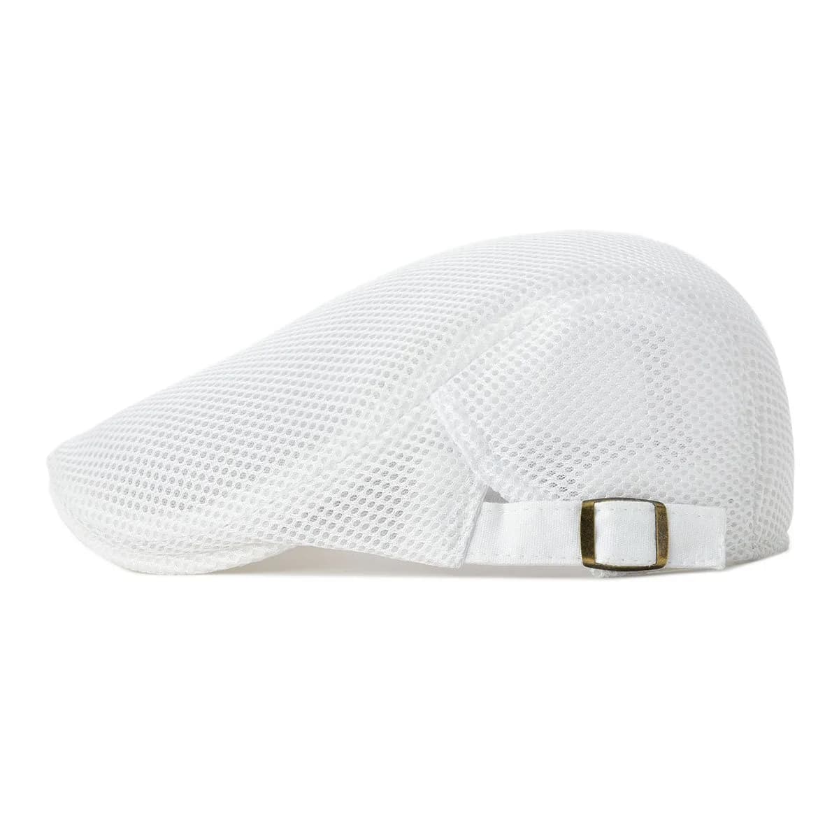 VOBOOM Men's White Breathable Mesh Summer Hat - Adjustable Newsboy Beret Ivy Cabbie Flat Cap - view 2