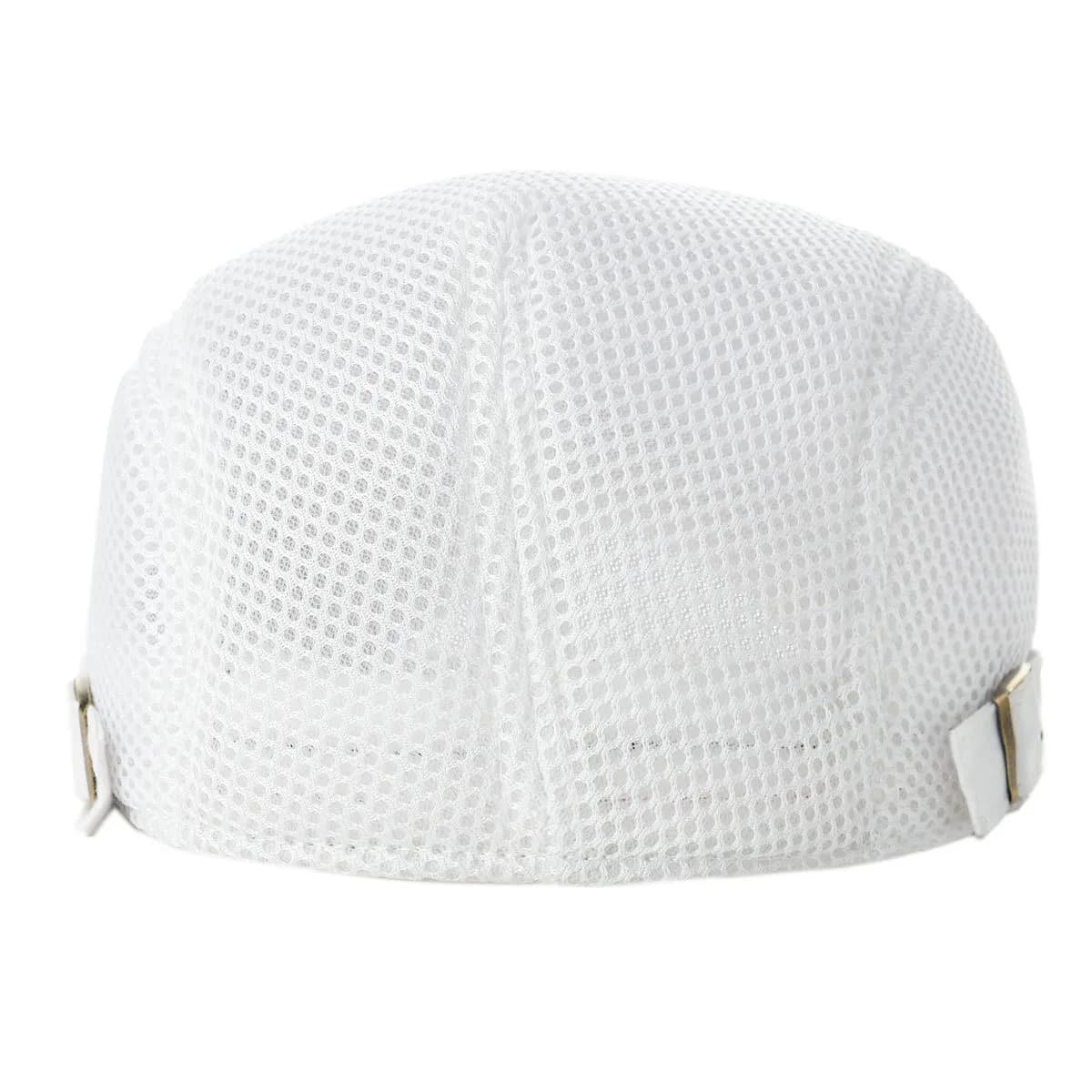 VOBOOM Men's White Breathable Mesh Summer Hat - Adjustable Newsboy Beret Ivy Cabbie Flat Cap - view 4