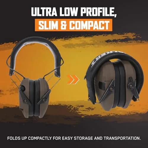 Walker's Razor Slim Shooter Electronic Hearing Protection Earmuffs 2-Pack | Noise Reduction 23dB, HD Speakers, Foldable Headband thumbnail 4
