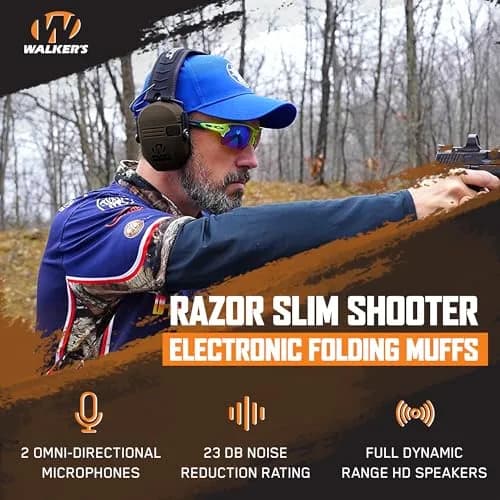 Walker's Razor Slim Shooter Electronic Hearing Protection Earmuffs 2-Pack | Noise Reduction 23dB, HD Speakers, Foldable Headband thumbnail 2
