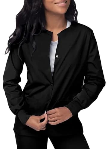 Sivvan Scrubs for Women - Front Snap Warm Up Jacket - S8306 - Black | Classic Fit, 29" Back Length, 2 Pockets thumbnail 5