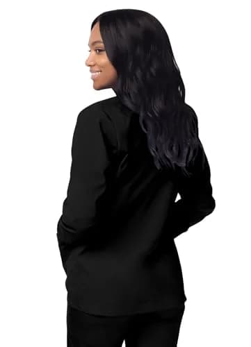Sivvan Scrubs for Women - Front Snap Warm Up Jacket - S8306 - Black | Classic Fit, 29" Back Length, 2 Pockets thumbnail 2