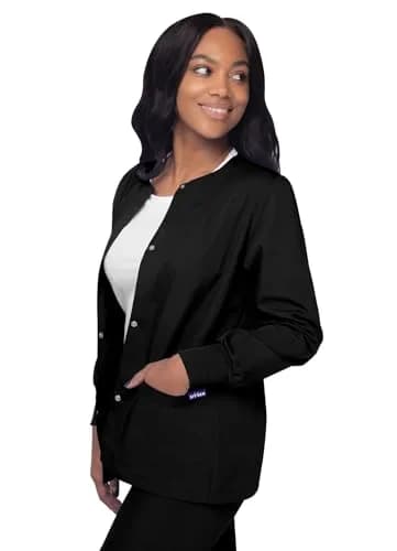 Sivvan Scrubs for Women - Front Snap Warm Up Jacket - S8306 - Black | Classic Fit, 29" Back Length, 2 Pockets thumbnail 3
