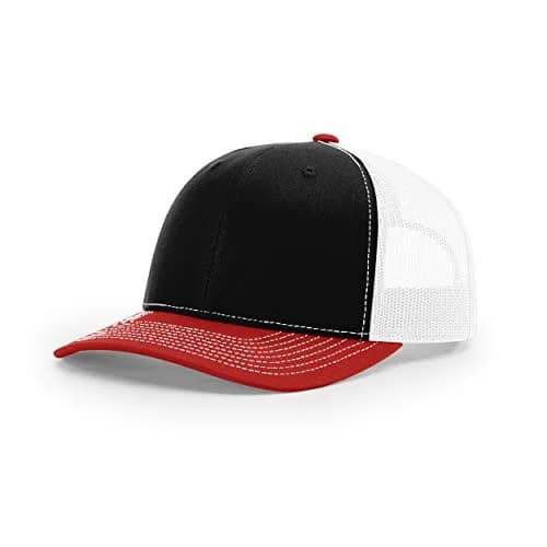 Richardson Unisex 112 Trucker Cap - Tri Black/White/Red, One Size - main product image