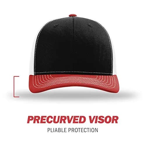Richardson Unisex 112 Trucker Cap - Tri Black/White/Red, One Size - view 2
