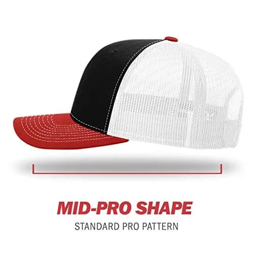Richardson Unisex 112 Trucker Cap - Tri Black/White/Red, One Size - view 3