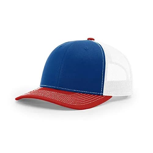 Richardson 112 Trucker Cap - Royal/White/Red, One Size - Adjustable Snapback Hat - main product image