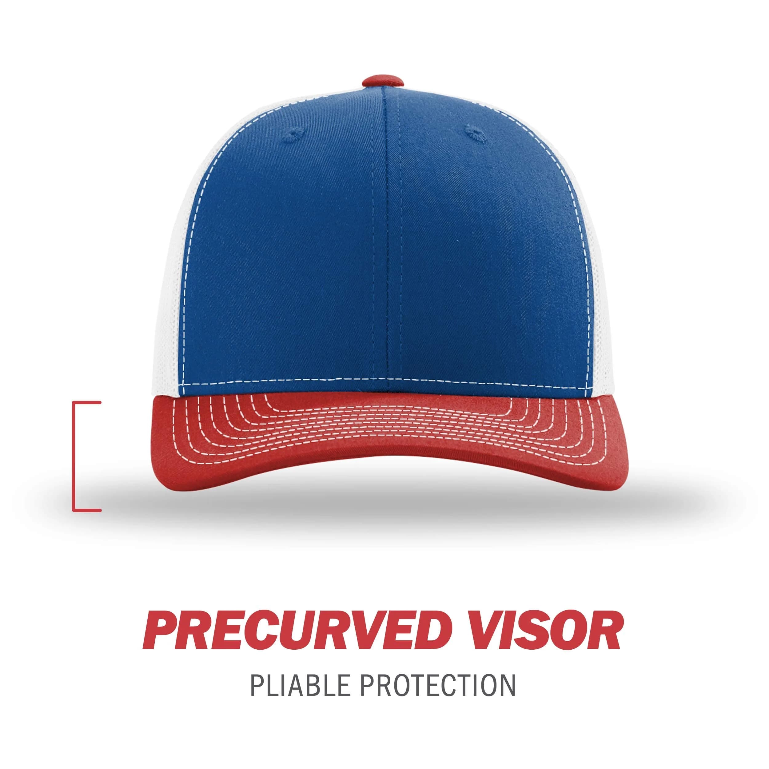Richardson 112 Trucker Cap - Royal/White/Red, One Size - Adjustable Snapback Hat thumbnail 2