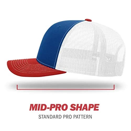 Richardson 112 Trucker Cap - Royal/White/Red, One Size - Adjustable Snapback Hat - view 3