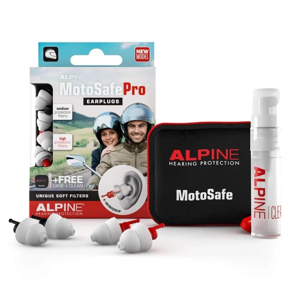 Alpine Hearing Protection MotoSafe Tour Reusable Ear Plugs | 17 dB SNR Noise Reduction for Motorcycling — Pro