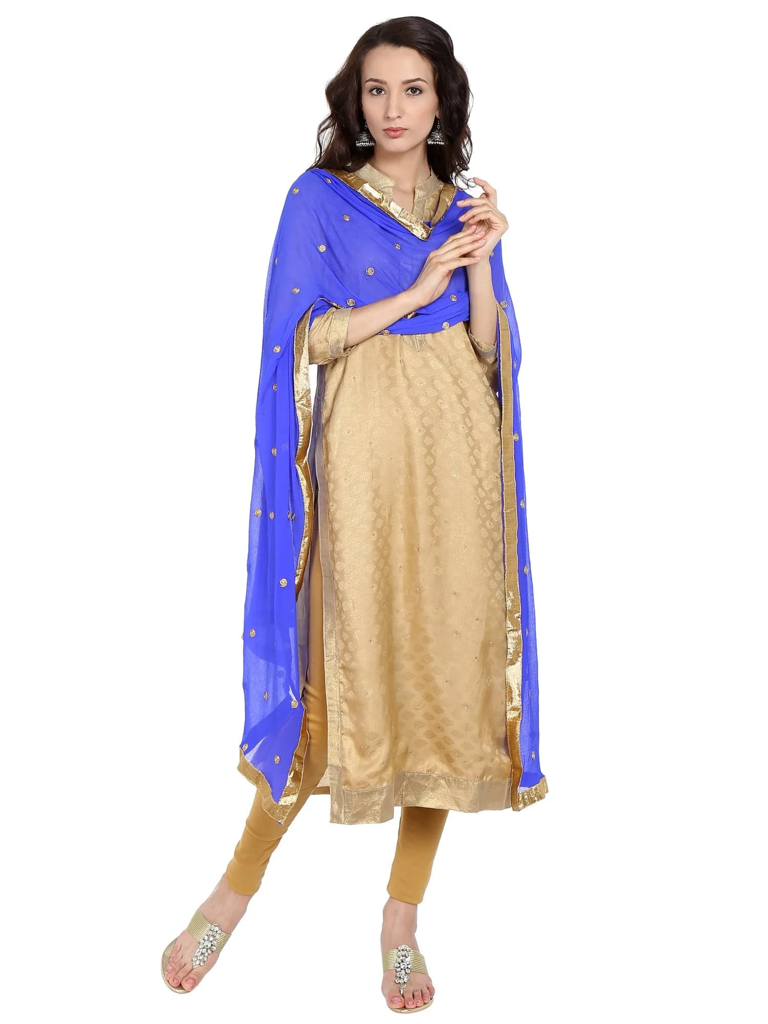 DUPATTA BAZAAR Black Embroidered Chiffon Dupatta 235cm x 92cm | Soft & Flowy Traditional Wrap — Blue