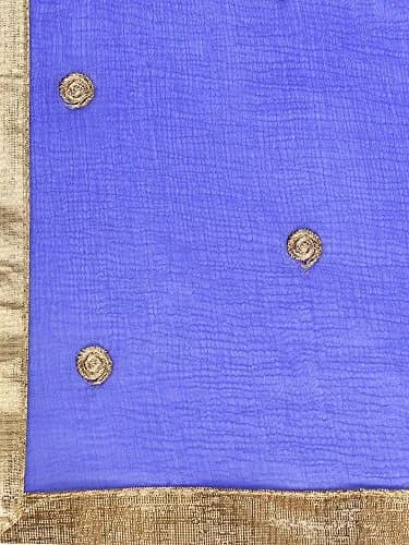 DUPATTA BAZAAR Women's Embroidered Blue & Gold Chiffon Dupatta 235 x 92 cm (92" x 36") | Traditional Ethnic Wear thumbnail 5