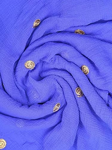 DUPATTA BAZAAR Women's Embroidered Blue & Gold Chiffon Dupatta 235 x 92 cm (92" x 36") | Traditional Ethnic Wear thumbnail 6