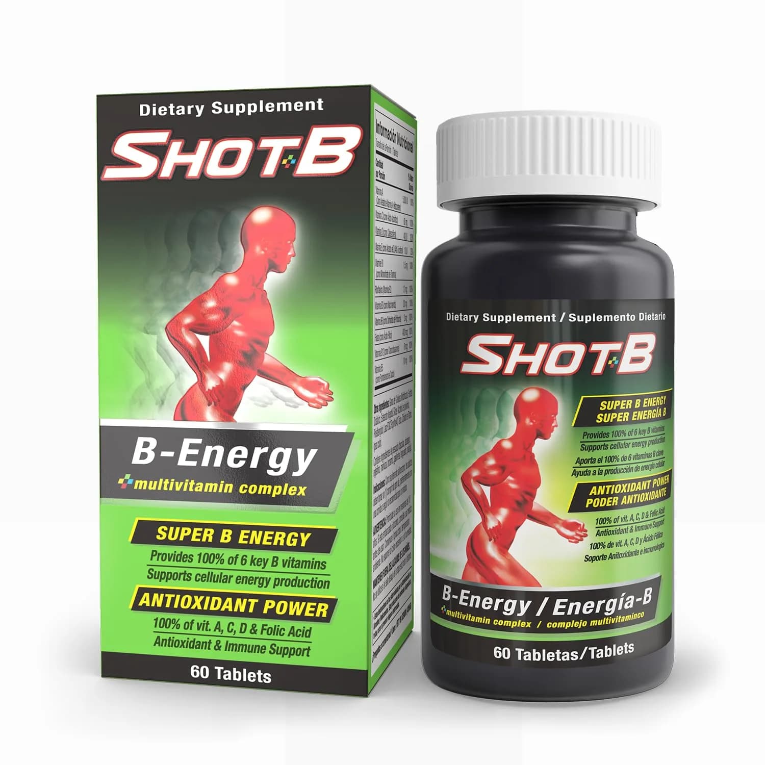Shot B Multivitamin Complex, B-Energy, 60 Tablets | Supports Energy & Immunity