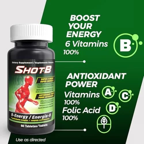 Shot B Multivitamin Complex, B-Energy, 60 Tablets | Supports Energy & Immunity thumbnail 3