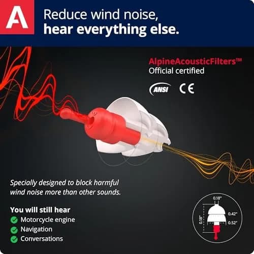 Alpine MotoSafe Race Motorcycle Ear Plugs for Wind Noise Reduction | 17 dB SNR thumbnail 2