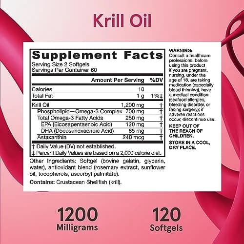 Jarrow Formulas Krill Oil Phospholipid Omega-3 with Astaxanthin 120 Softgels | Supports Lipid Management, Metabolism, Brain & Heart Health thumbnail 6