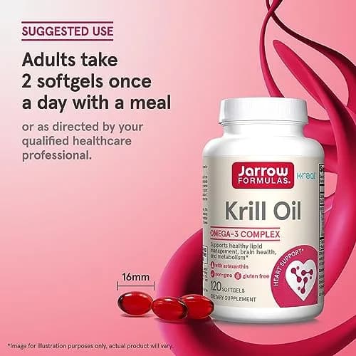 Jarrow Formulas Krill Oil Phospholipid Omega-3 with Astaxanthin 120 Softgels | Supports Lipid Management, Metabolism, Brain & Heart Health thumbnail 7