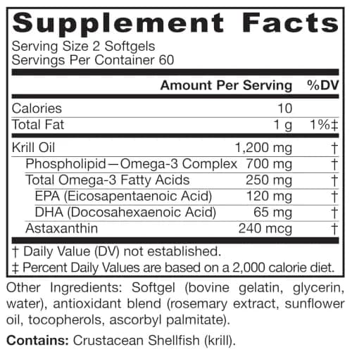 Jarrow Formulas Krill Oil Phospholipid Omega-3 with Astaxanthin 120 Softgels | Supports Lipid Management, Metabolism, Brain & Heart Health thumbnail 9