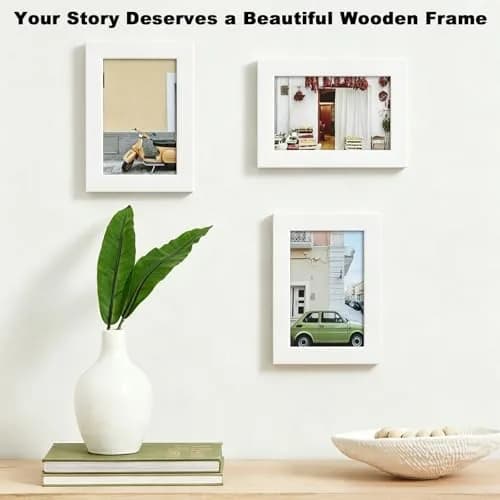 RPJC 4x6 Solid Wood Picture Frame with Real Glass Cover White | Classic Wall & Tabletop Display thumbnail 4