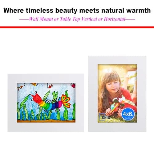 RPJC 4x6 Solid Wood Picture Frame with Real Glass Cover White | Classic Wall & Tabletop Display thumbnail 5