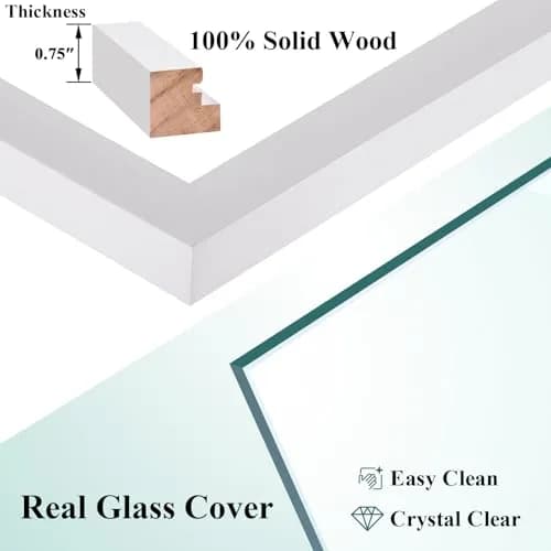 RPJC 4x6 Solid Wood Picture Frame with Real Glass Cover White | Classic Wall & Tabletop Display thumbnail 7