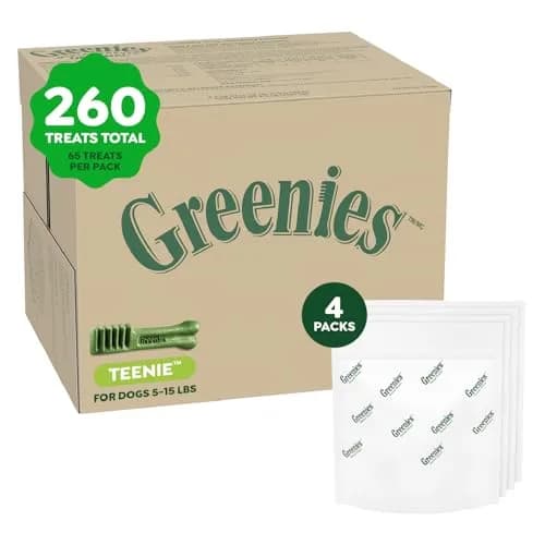 Greenies Teenie Original Natural Dental Dog Treats, Chicken, 260 Count (Pack of 4) | Vet-Recommended Dental Care for Small Dogs thumbnail 1